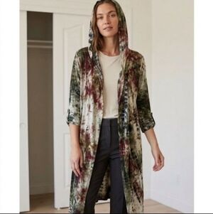 Coin 1804 Tie-Dye Hooded Duster Cardigan. Size L